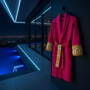 “Versace Luxe Pink & Gold Baroque Robe – Millionaire Night In 💥